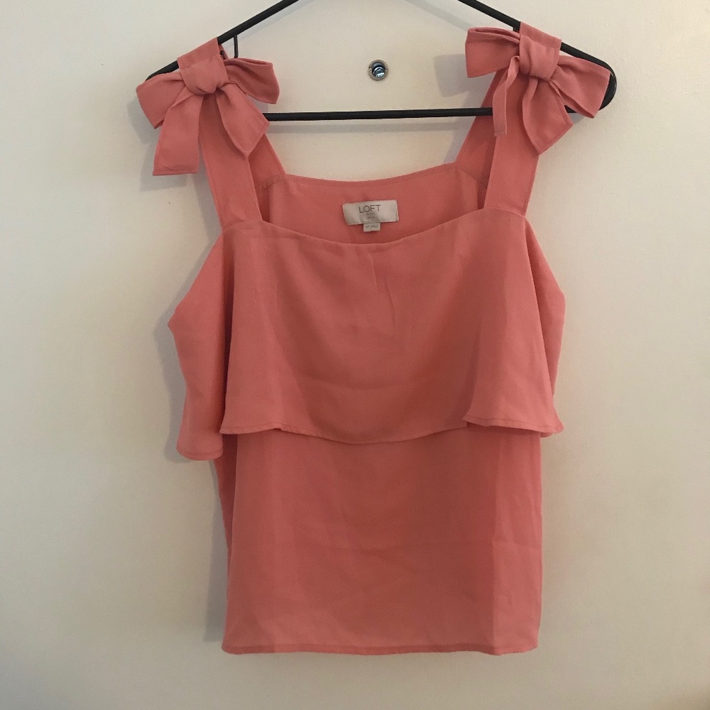 Loft Pink Bow Tie Blouse